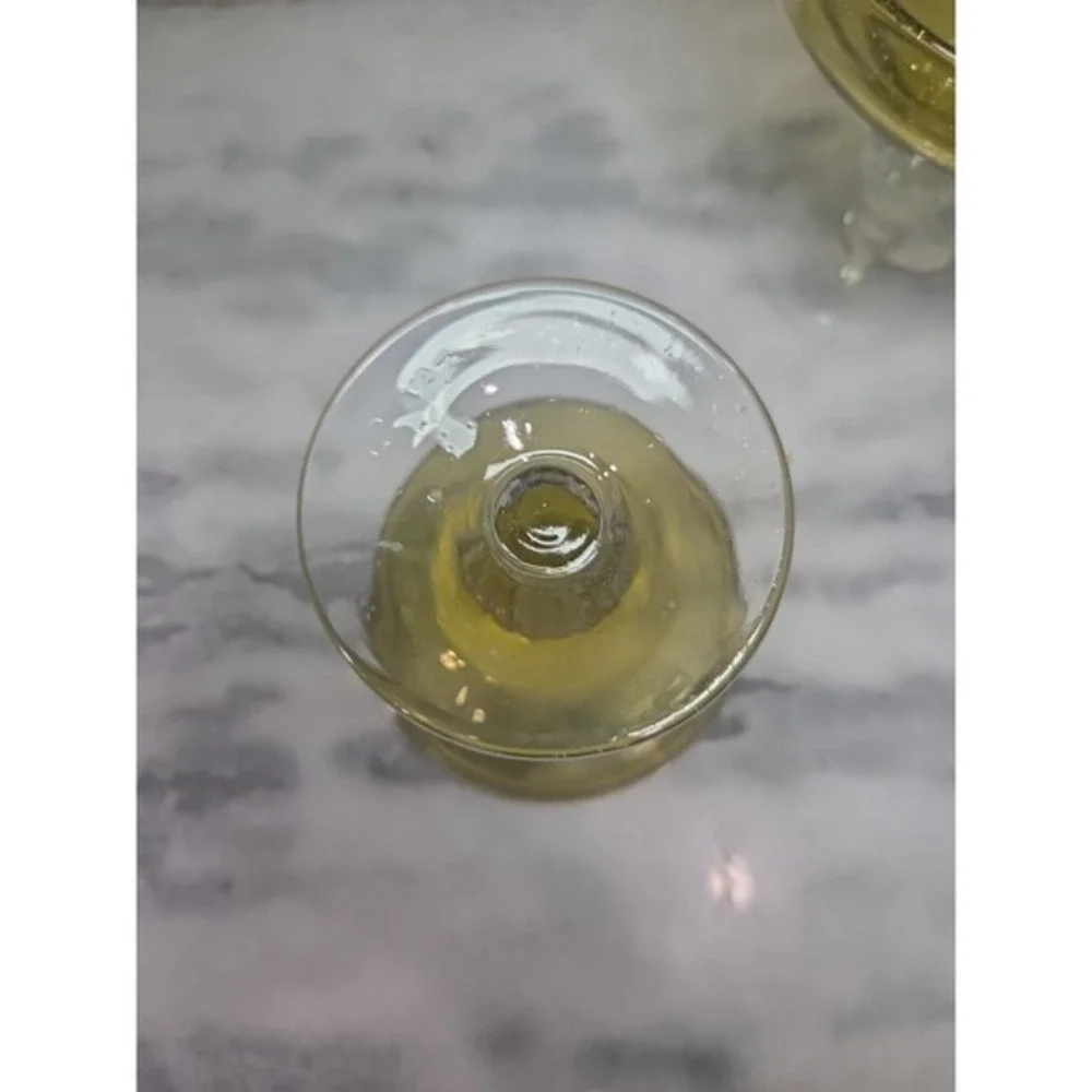 Pier 1 Hand Blown Margarita Glasses, Amber Bubble Design, Set of 2, Cocktail‎